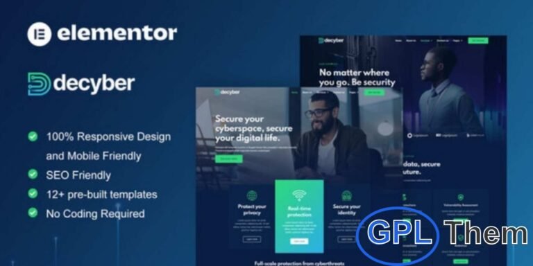 Decyber – Cyber Security Services Elementor Template Kit Decyber is a modern Elementor Template Kit crafted for cybersecurity, IT protection, and technology service websites. It features a sleek, professional layout with a unique design style ideal for businesses offering cyber defense, data protection, and security solutions.