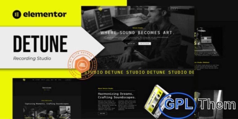 Detune – Recording Studio Elementor Pro Template Kit Detune is a modern Elementor Pro Template Kit crafted specifically for recording studios, music production houses, and sound engineers. It features a stylish and professional design that perfectly highlights your studio services, equipment, portfolio, and artists.