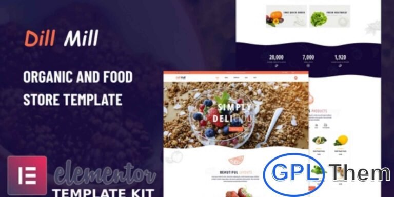 Dillmill – Organic Food Store Elementor Template Kit Dillmill is a modern and eco-friendly Elementor Template Kit crafted for organic food stores, farms, and agricultural businesses. Perfect for showcasing fresh produce, fruits, vegetables, and healthy lifestyle products, this kit offers a clean, natural, and fully responsive design.