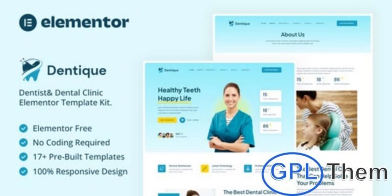 Dentique – Dentist & Dental Clinic Elementor Template Kit Dentique is a modern and professional Elementor Template Kit designed specifically for dentists and dental clinics looking to build a strong online presence. With its clean design and fully responsive layout, Dentique makes it easy to create a stunning, user-friendly website that highlights your dental services, expertise, and patient care.