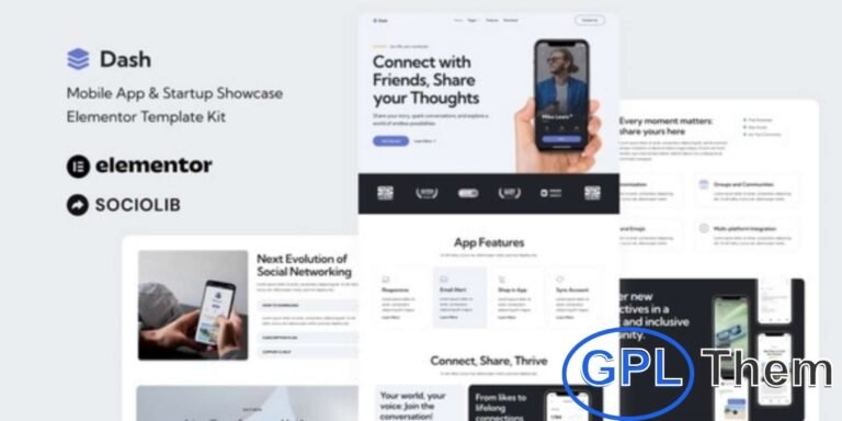 Dash – Mobile App & Startup Showcase Elementor Template Kit Dash is a modern and responsive Elementor Template Kit built specifically for mobile app presentations, tech startups, and digital product showcases. Designed for the Elementor Page Builder plugin on WordPress, this kit allows you to create a stunning and professional website quickly—without writing a single line of code.