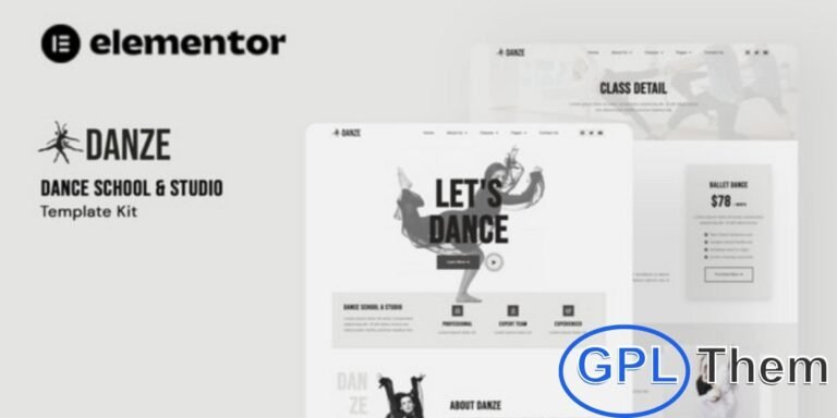 Danze – Dance Studio & School Elementor Template Kit Danze is a stylish and fully responsive Elementor Template Kit designed for dance studios, ballet schools, dance academies, and fitness clubs. It’s the perfect solution to showcase your classes, instructors, schedules, and packages in an elegant and engaging way. Built using free Elementor elements, Danze allows you to create a stunning dance website with zero coding skills.