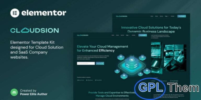 Cloudsion – Cloud Solution & SaaS Company Elementor Template Kit Cloudsion is a professional and modern Elementor Template Kit crafted for Cloud Solution, SaaS (Software as a Service), Hosting Provider, and IT Service websites. It features a clean, high-tech design that helps businesses showcase their cloud products, software tools, and digital services with ease.