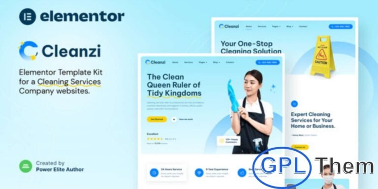 Cleanzi – Cleaning Services Elementor Template Kit Cleanzi is a modern and stylish Elementor Template Kit built for cleaning service companies looking to create a professional and engaging online presence. Perfect for house cleaning, office cleaning, apartment cleaning, industrial cleaning, and maid services, this kit offers a sleek and functional design that reflects professionalism and trust.