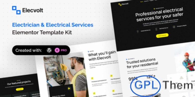 Elecvolt – Electrician & Electrical Services Elementor Template Kit Elecvolt is a modern and professional Elementor Template Kit designed specifically for electricians, electrical contractors, and power service providers. Built with Elementor’s powerful drag-and-drop editor, it allows you to create a fully functional and visually appealing website with ease — no coding required. Perfect for showcasing your electrical repair, installation, and maintenance services, Elecvolt combines flexibility, performance, and style.