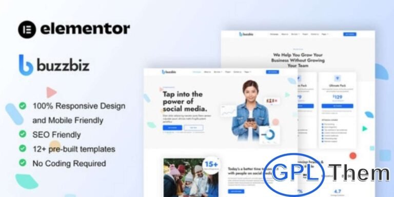 BuzzBiz – Social Media Marketing Agency Elementor Pro Template Kit BuzzBiz is a modern and stylish Elementor Pro Template Kit designed for social media marketing agencies, digital marketers, and creative businesses. With 12+ pre-built templates, BuzzBiz offers a sleek and professional design that helps you showcase your services, campaigns, and client success stories with ease.