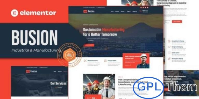 Busion – Industrial & Manufacturing Elementor Pro Template Kit Busion is a modern and professional Elementor Pro Template Kit designed specifically for industrial, manufacturing, and business websites. With 14+ pre-built templates, this kit offers a fully responsive, clean, and customizable design that helps you showcase your industrial projects and services in a visually stunning way.