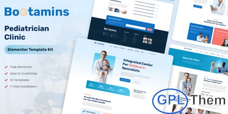 Bootamins – Pediatrician Clinic Elementor Template Kit Bootamins is a modern and professional Elementor Template Kit specially crafted for pediatric clinics, child healthcare centers, and medical professionals who want to create a warm, trustworthy, and family-friendly online presence. With its clean design and responsive layout, Bootamins ensures a smooth experience across all devices.