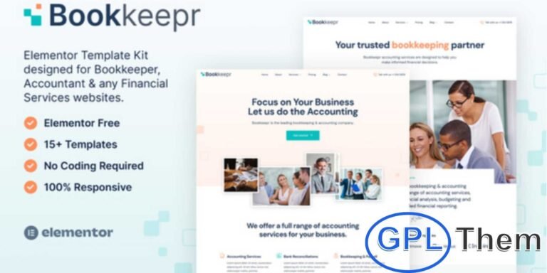 BookKeepr – Bookkeeping & Accounting Service Elementor Template Kit BookKeepr is a modern, professional, and easy-to-use Elementor Template Kit built for Bookkeeping and Accounting Service websites. Perfect for accounting firms, finance consultants, tax advisors, accountancy agencies, and financial service providers, this kit helps you create a clean and trustworthy online presence with ease.
