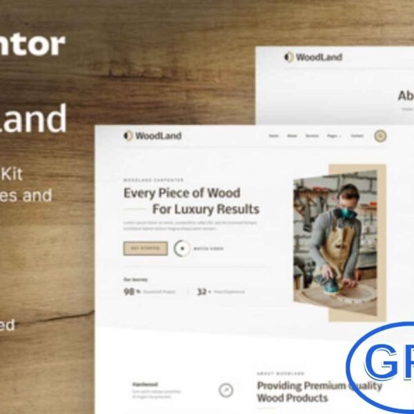 WoodLand – Carpenter & Craftsman Elementor Template Kit WoodLand is a modern and professional Elementor Template Kit designed for carpentry and woodworking businesses.