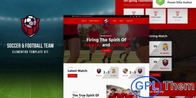 Socker – Football Team & Sports Club Elementor Template Kit Socker is a modern Elementor Template Kit designed to create professional websites for football teams, sports clubs, and academies.