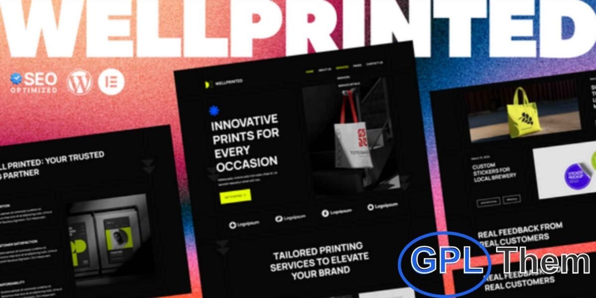 WellPrinted – Print Service Elementor Template Kit WellPrinted is a modern Elementor Template Kit designed for print service providers, print shops, and printing businesses. This professional template allows you to showcase your printing services, products, and offerings with a clean, responsive, and visually appealing design.