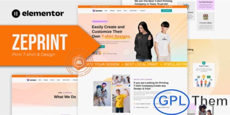 Zeprint – T-Shirt Printing & Design Elementor Pro Template Kit Zeprint is a modern Elementor Pro Template Kit designed for T-shirt printing businesses, custom apparel shops, design studios, and creative agencies.