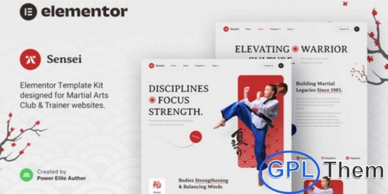 Sensei – Martial Arts Club & Trainer Elementor Template Kit Sensei is a modern Elementor Template Kit designed for martial arts instructors and clubs, including taekwondo, karate, judo, jiu-jitsu, and other disciplines.
