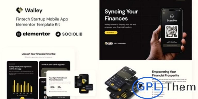 Walley – Fintech Startup Mobile App Elementor Template Kit Walley is a modern and professional Elementor Template Kit crafted for Fintech startups and mobile app websites. Perfect for finance companies, digital banks, SaaS platforms, wallet services, investment firms, and tech startups, Walley helps you build a sleek and responsive website with ease.