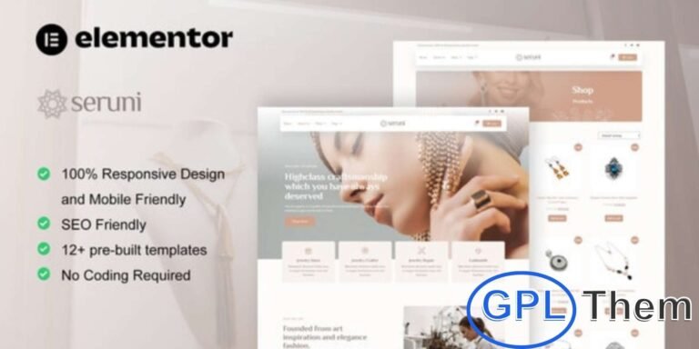Seruni – Jewelry Store WooCommerce Elementor Pro Template Kit Seruni is a modern Elementor Pro Template Kit designed for jewelry store websites. Featuring a clean, professional, and elegant design, it allows you to quickly create a stunning online jewelry shop.
