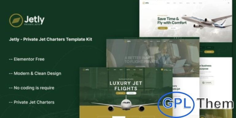 Jetly – Private Jet Charters Elementor Template Kit Jetly is a premium Elementor Template Kit designed specifically for aviation businesses, private jet charters, airline companies, flight schools, air taxi services, and aircraft rentals. With its elegant and modern layout, Jetly helps you create a luxurious online presence that reflects the exclusivity and professionalism of your brand.