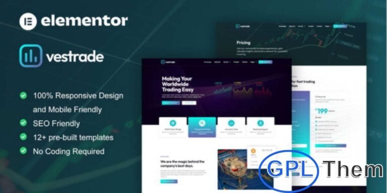 Vestrade – Trading & Investment Elementor Template Kit Vestrade is a modern and professional Elementor Pro Template Kit designed for trading, investment, and finance websites. Perfect for investment companies, crypto platforms, wealth management services, stock trading, mutual funds, and financial advisors, this kit provides a sleek and professional online presence.