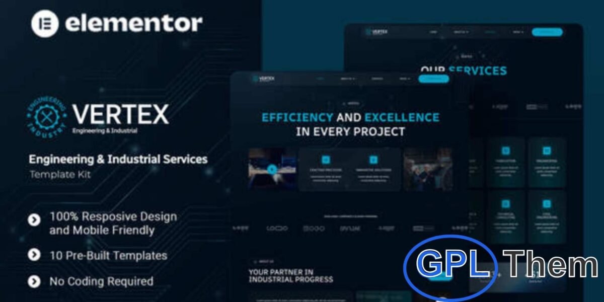 Vertex – Engineering & Industrial Services Elementor Template Kit Vertex is a modern and professional Elementor Template Kit designed for engineering and industrial services websites. Perfect for engineering firms, industrial service providers, manufacturing consultants, and related businesses, this kit helps you establish a strong online presence.