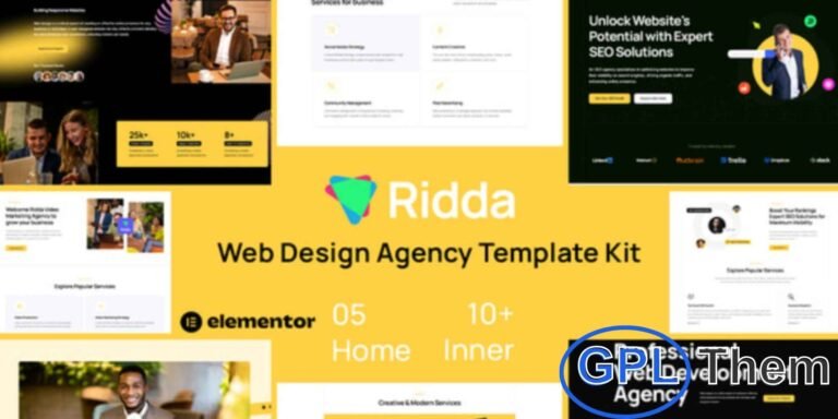 Ridda – Web Design Agency Elementor Template Kit Ridda is a modern Elementor Template Kit designed for web design agencies, creative studios, and digital service providers.