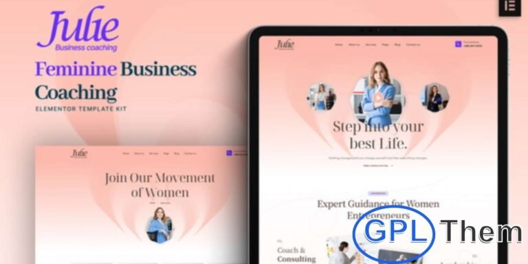 Julie – Feminine Business Coaching Elementor Template Kit Julie is a beautifully designed Elementor Template Kit crafted for feminine business coaches, women entrepreneurs, and leadership mentors. Perfect for promoting empowerment, personal growth, and professional coaching services, this template offers an elegant and modern layout that highlights your expertise with confidence and style.