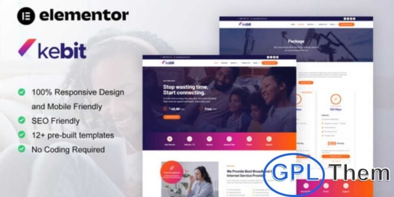 Kebit – Broadband & Internet Service Provider Elementor Pro Template Kit Kebit is a professional and modern Elementor Pro Template Kit designed for broadband and internet service providers. Perfect for showcasing your services and building a strong online presence, Kebit includes 12+ pre-built templates with a clean layout and contemporary design. This versatile kit can be easily customized for businesses in Wi-Fi services, satellite TV, online TV, cable networks, and telecommunications.