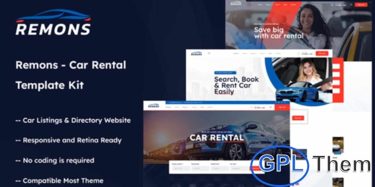 Remons – Car Rental Elementor Template Kit Remons is a modern and professional Elementor Template Kit designed for car rental agencies, bike rentals, yacht rentals, and online booking services.