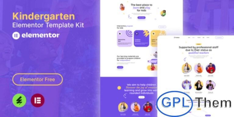 Kiddies – Kindergarten Elementor Template Kit Kiddies is a delightful and fully responsive Elementor Template Kit designed for kindergartens, preschools, playgroups, daycare centers, and kids’ learning programs. With its bright, cheerful, and engaging design, Kiddies helps you create a warm and welcoming online presence that parents and children will love.