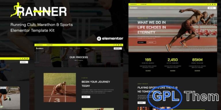 Ranner – Marathon Running Club & Sports Elementor Template Kit Ranner is a modern Elementor Template Kit designed for running clubs, marathon events, jogging tracks, sports clubs, and other athletic websites.