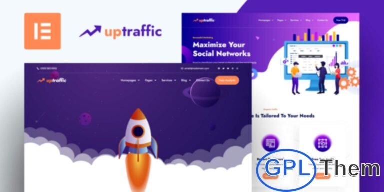 Uptraffic – Digital Marketing & SEO Agency Elementor Pro Template Kit Uptraffic is a modern Elementor Pro Template Kit designed specifically for digital marketing and SEO agencies. Perfect for marketing firms, SEO consultants, and online promotion businesses, it includes a complete set of pre-built templates to showcase services, portfolios, and client success stories.