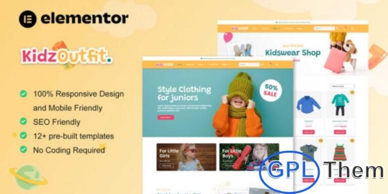 KidzOutfit – WooCommerce Kids Fashion Shop Elementor Template Kit KidzOutfit is a stylish and modern WooCommerce Elementor Template Kit designed for kids’ clothing stores, boutiques, and children’s fashion shops. With its clean, professional, and visually appealing design, KidzOutfit helps you create a captivating online store that attracts parents and showcases your products effectively.