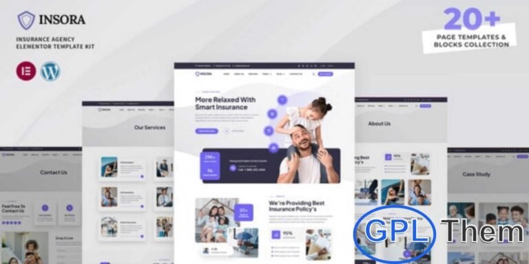 Insora – Insurance Agency Elementor Template Kit Insora is a professional Elementor Template Kit designed for insurance agencies, financial advisors, insurance companies, and business service providers. With its clean and modern layout, Insora helps you create a professional online presence to showcase your services and build credibility with clients.