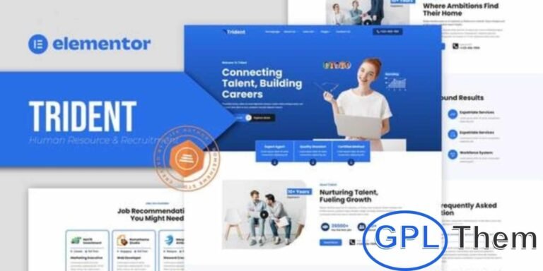 Trident – Human Resources & Recruitment Agency Elementor Template Kit Trident is a modern Elementor Template Kit designed for Human Resources and Recruitment Agency websites. Ideal for HR firms, recruiting agencies, outsourcing companies, and HR consultants, this kit features a clean, professional, and fully responsive design.