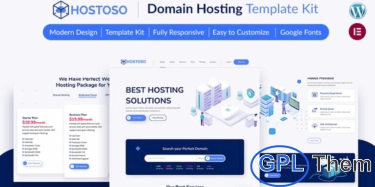 Hostoso – Hosting & Webhosting Service Elementor Template Kit Hostoso is a professional Elementor Template Kit designed for web hosting companies, domain registrars, and IT service providers. With its clean, modern, and professional design, Hostoso helps your business stand out while offering a user-friendly and SEO-optimized website experience.