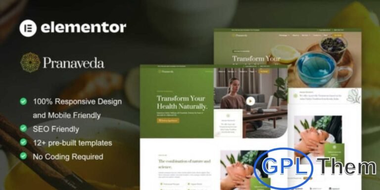 PranaVeda – Ayurveda Treatment & Spa Elementor Pro Template Kit PranaVeda is a modern Elementor Template Kit designed for Ayurveda treatment centers, spas, wellness clinics, and holistic health services.