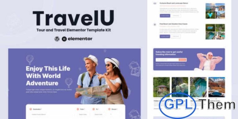 TravelU – Tour & Travel Elementor Template Kit TravelU is a modern Elementor Template Kit designed for tour operators, travel agencies, and travel service providers.