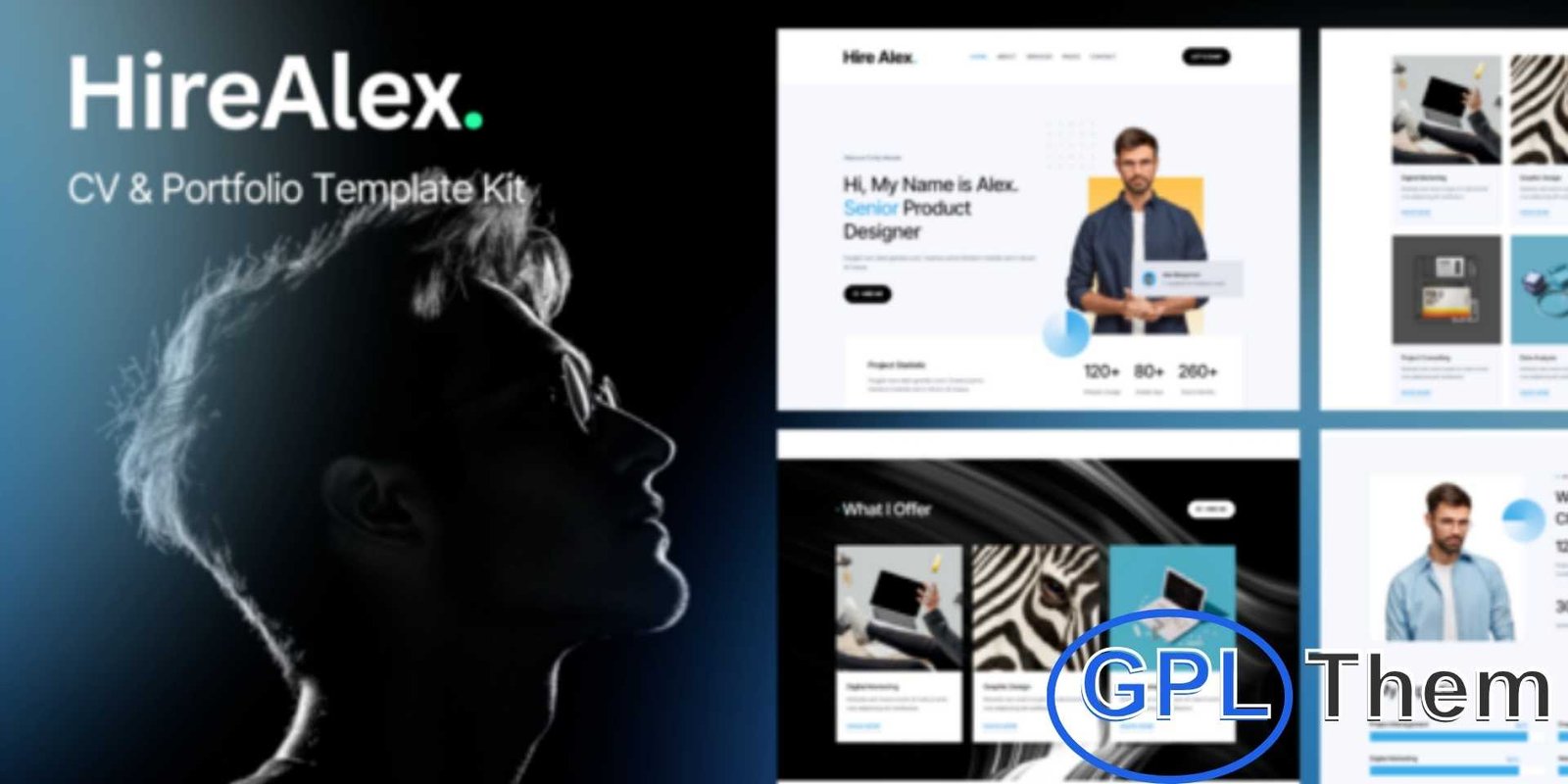 HireAlex – CV & Portfolio Elementor Template Kit HireAlex – CV & Portfolio Elementor Template Kit HireAlex is a professional Elementor Template Kit designed for individuals looking to showcase their personal brand, skills, and creative work. Perfect for freelancers, designers, developers, and other creative professionals, this template features a sleek, modern, and visually appealing design that makes your portfolio stand out.
