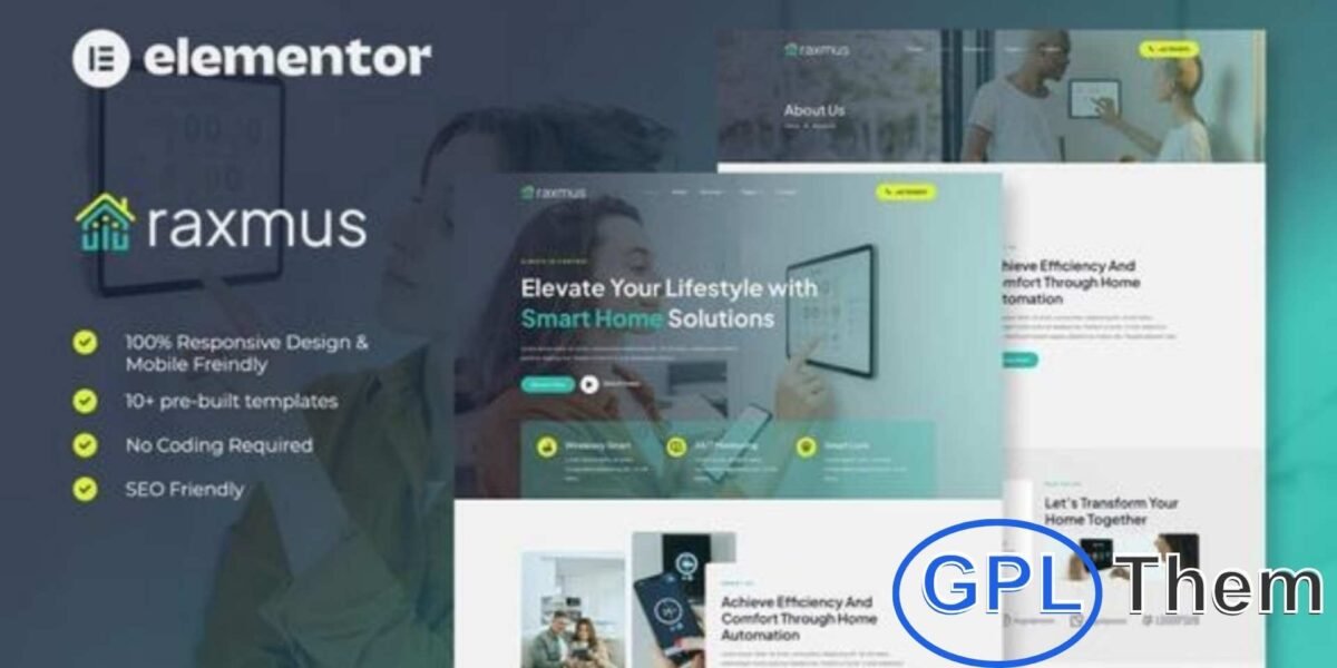 Raxmus – Smart Home Automation Elementor Template Kit Raxmus is a modern and elegant Elementor Template Kit designed for smart home automation websites. Perfect for businesses offering smart home devices, home security systems, and technology solutions, this kit helps you create a professional online presence with ease.