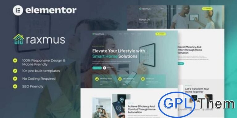 Raxmus – Smart Home Automation Elementor Template Kit Raxmus is a modern and elegant Elementor Template Kit designed for smart home automation websites. Perfect for businesses offering smart home devices, home security systems, and technology solutions, this kit helps you create a professional online presence with ease.