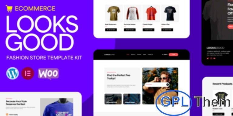 LooksGood – T-Shirt Store Elementor Pro Template Kit LooksGood is a modern and stylish Elementor Pro Template Kit designed for T-shirt shops, fashion boutiques, and apparel stores. With its sleek, responsive, and fully customizable design, this kit helps you showcase your clothing collections beautifully.