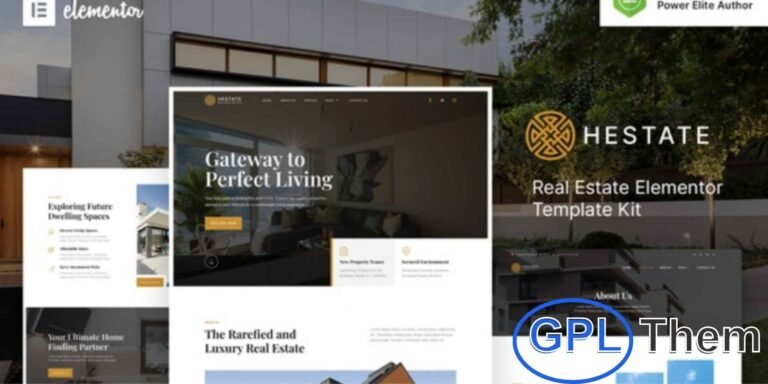 Hestate – Real Estate Elementor Template Kit Hestate is a modern and fully-featured Elementor Template Kit designed specifically for real estate agencies, property listings, architecture firms, and interior design businesses. With its elegant and professional design, Hestate helps you create a stunning online presence that attracts clients and showcases properties beautifully.