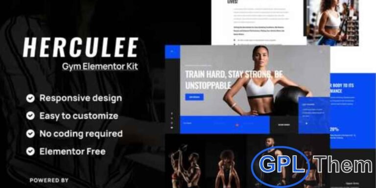 Hercules – Fitness & Gym Elementor Template Kit Hercules is a powerful and modern Elementor Template Kit designed specifically for fitness centers, gyms, personal trainers, and health clubs. This kit helps you create a professional and engaging fitness website that motivates visitors to join and achieve their fitness goals.