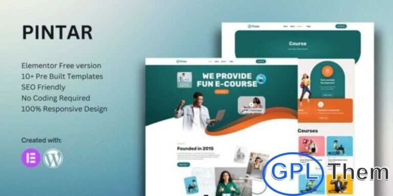 Pintar – Online Courses Elementor Template Kit Pintar is a modern and professional Elementor Template Kit crafted for online courses, e-learning platforms, and educational websites.