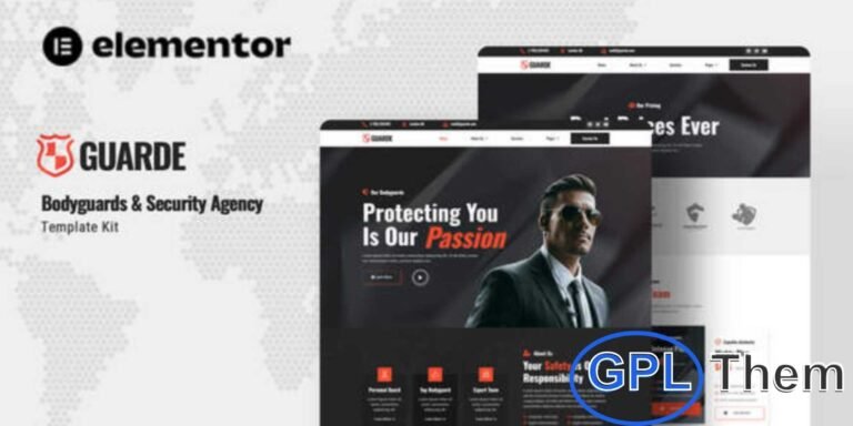 Guarde – Bodyguards & Security Agency Elementor Template Kit Guarde is a premium Elementor Template Kit built for security agencies, bodyguard services, and protection businesses. Designed with a modern and professional layout, this kit helps you create a powerful online presence that reflects trust and reliability.