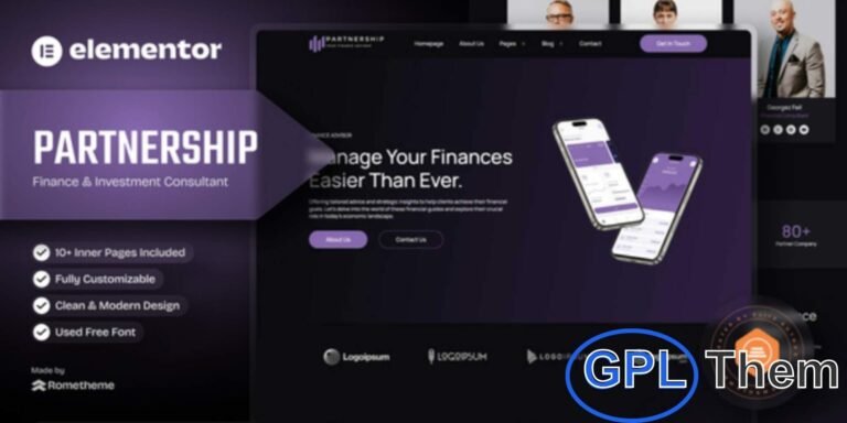Partnership – Finance & Investment Consultant Elementor Template Kit Partnership is a professional Elementor Template Kit designed for finance, investment, and consulting businesses.