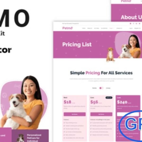 Petmo – Pet Care Elementor Template Kit Petmo is a modern Elementor Template Kit designed for pet care businesses, animal clinics, and pet service providers.