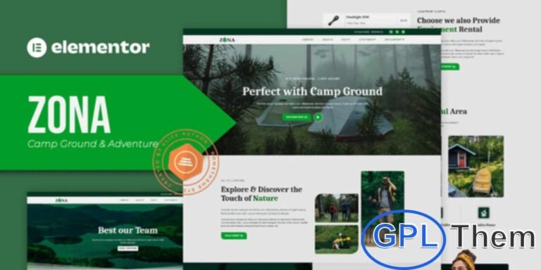 Zona – Campground & Adventure Elementor Template Kit Zona is a modern and versatile Elementor Template Kit designed for campgrounds, camping sites, adventure tours, and travel-related businesses. Featuring 13+ fully responsive, clean, and customizable templates, Zona allows you to create a professional website that showcases outdoor experiences, adventure packages, and travel services.