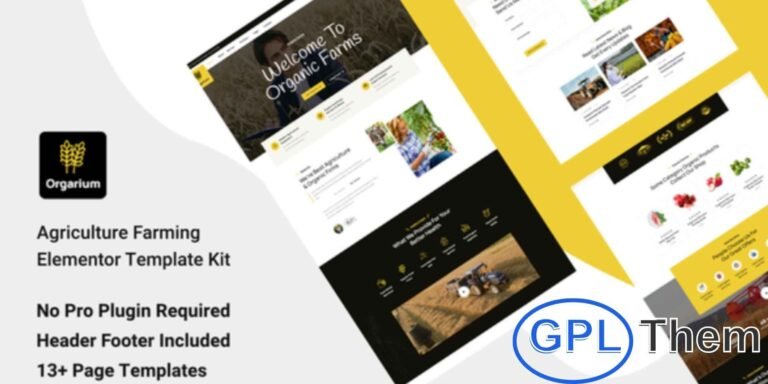 Orgarium – Agriculture & Organic Farming Elementor Template Kit Orgarium is a modern and fully responsive Elementor Template Kit crafted for agriculture, organic farming, and eco-friendly businesses.