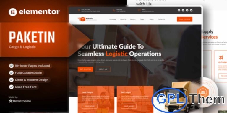 Paketin – Cargo & Logistics Elementor Template Kit Paketin is a professional Elementor Template Kit designed specifically for cargo, logistics, courier, delivery, and shipping service websites.