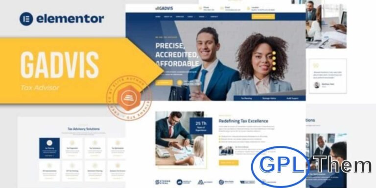 Gadvis – Tax Advisor & Financial Consulting Elementor Template Kit Gadvis is a professional Elementor Template Kit designed specifically for tax advisors, financial consultants, accountants, and business planning agencies. It includes all the essential templates to create a modern, clean, and fully responsive finance website with ease.